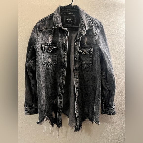 American Bazi grey denim jacket size Large - Picture 1 of 2